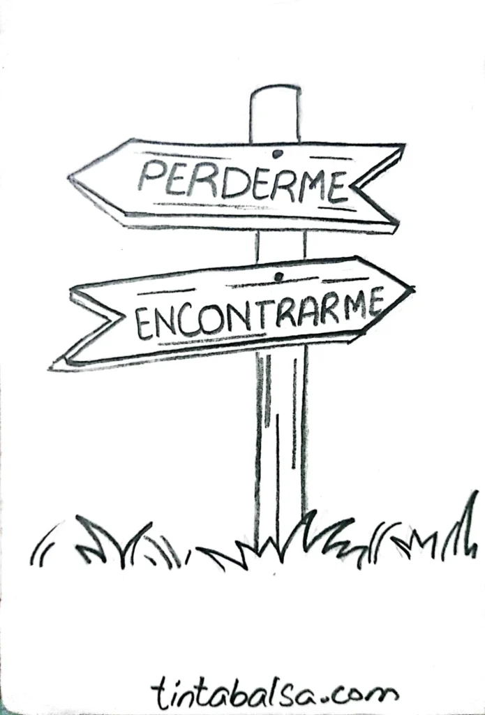 Ilustración que representa la pregunta ¿Adónde voy?, con un camino en bifurcación rodeado de paisajes diversos y señales que indican diferentes direcciones. Esta imagen simboliza la búsqueda de propósito y las decisiones en la vida, invitando a la reflexión sobre el camino personal de cada uno.