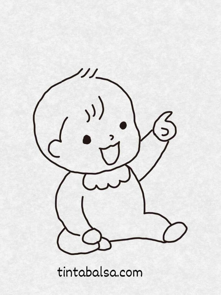 Dibujo de bebés sonrientes con ropa tierna y juguetes