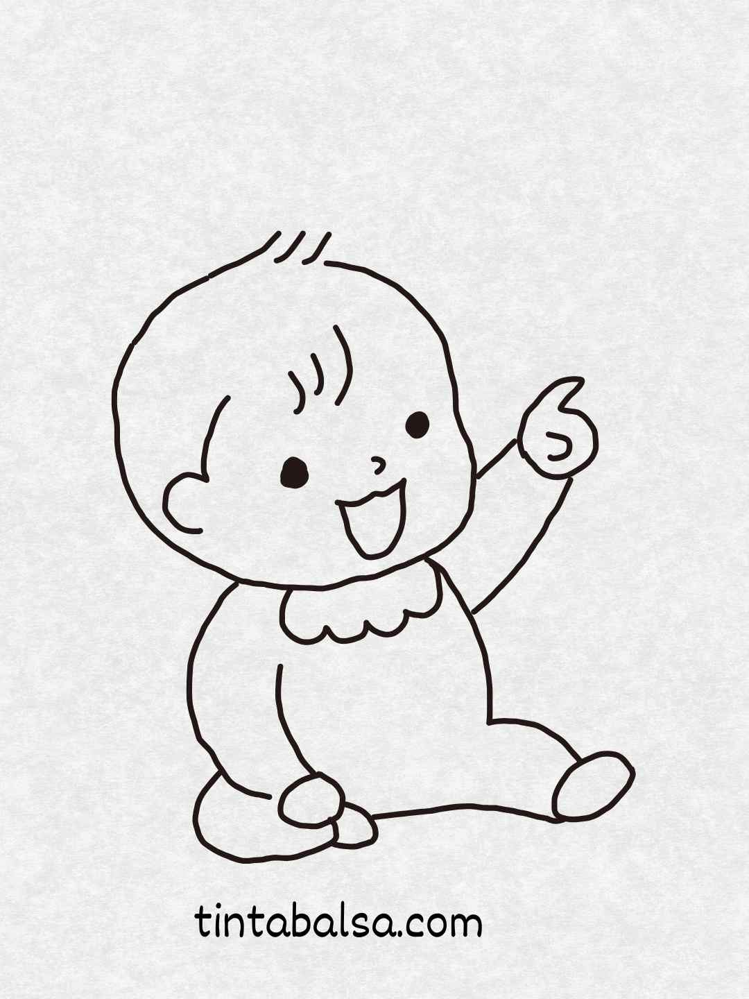 Dibujo de bebés sonrientes con ropa tierna y juguetes