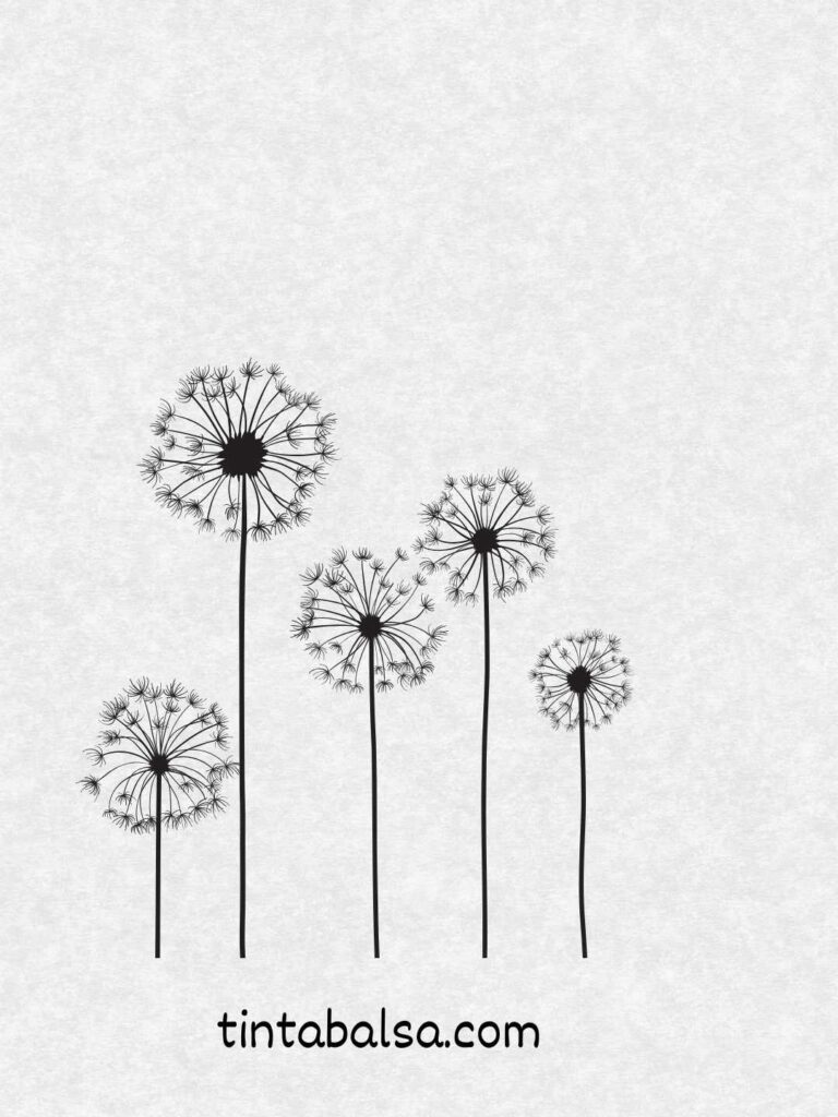 Dibujo de flores pequeñas y delicadas que crecen de manera natural en el campo.