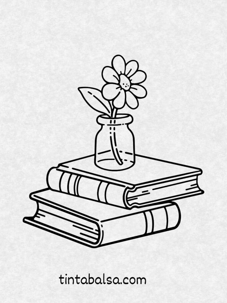 Escena de un libro abierto junto a una flor, representando una lectura enriquecedora.