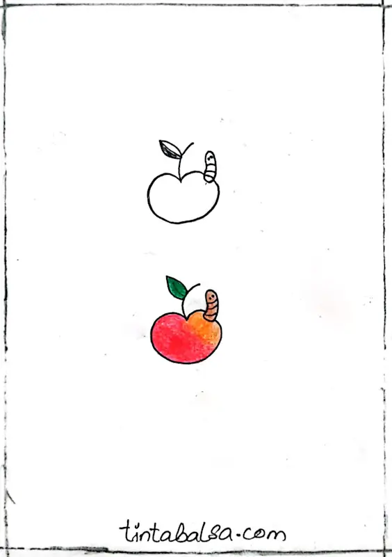 Dibujo minimalista de una manzana con líneas limpias, capturando la esencia de la simplicidad y la naturaleza.