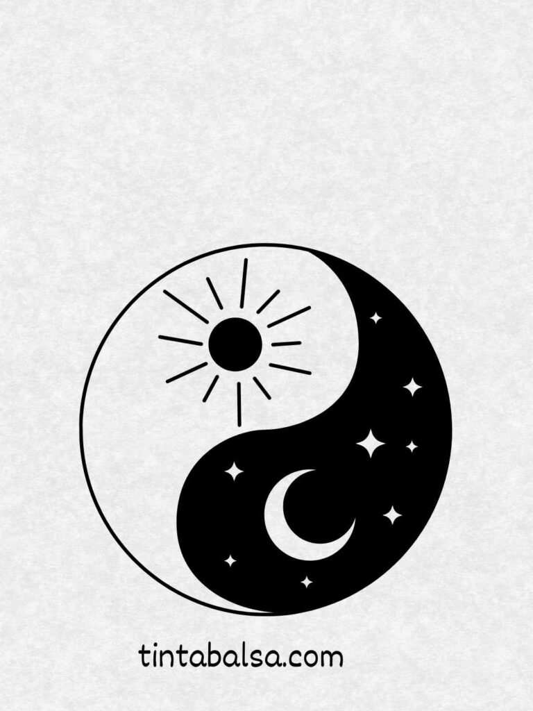 Ilustración dividida mostrando la noche en un lado y el día en el otro.