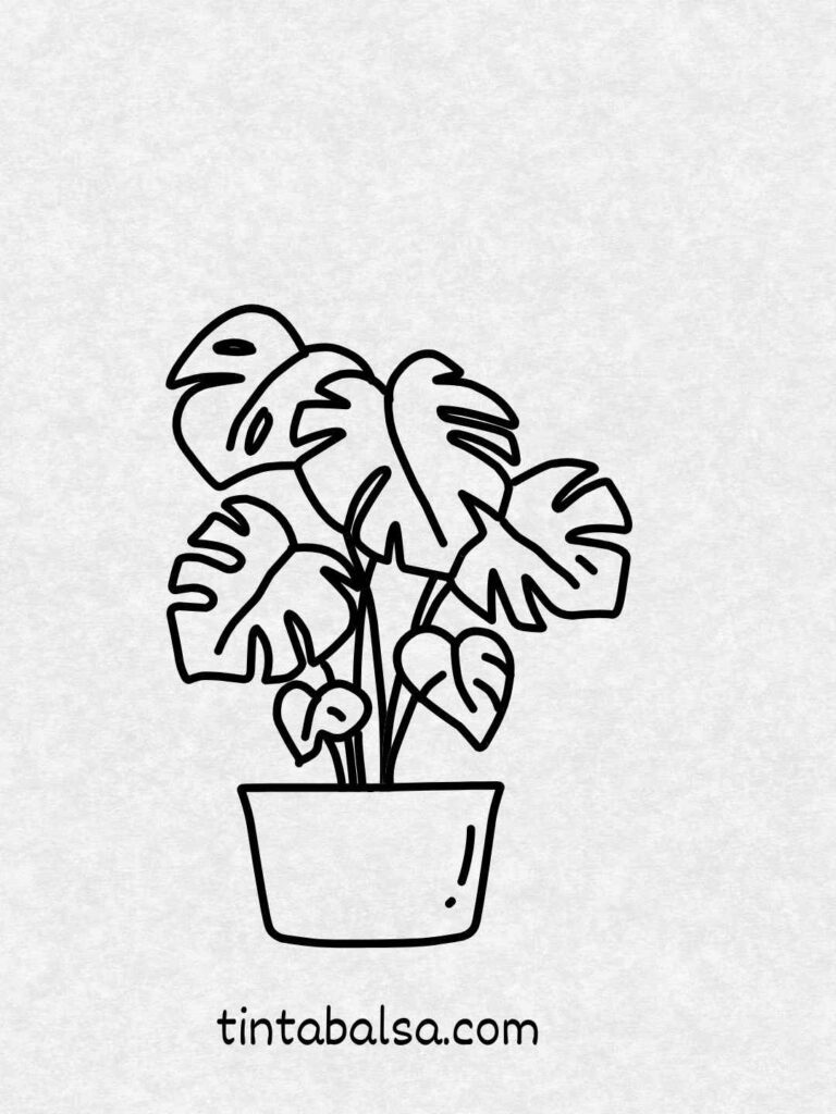 Ilustración de plantas en macetas con hojas exuberantes