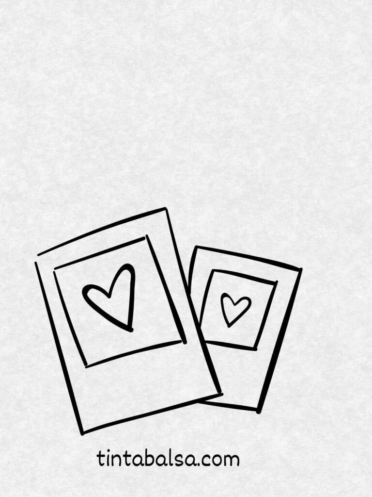 Dibujo de una fotografía tipo Polaroid con una imagen nostálgica.