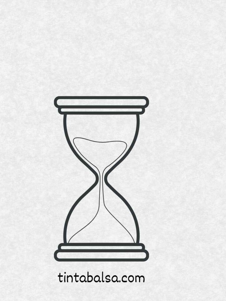 Ilustración de un reloj de arena con la arena cayendo lentamente.