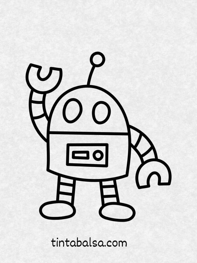 Ilustración de un robot amigable con formas geométricas simples