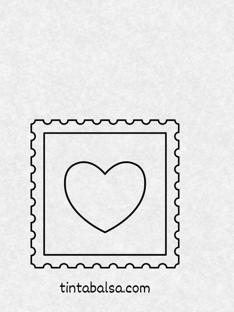 Imagen de un sello postal con bordes ondulados y diseño artístico.