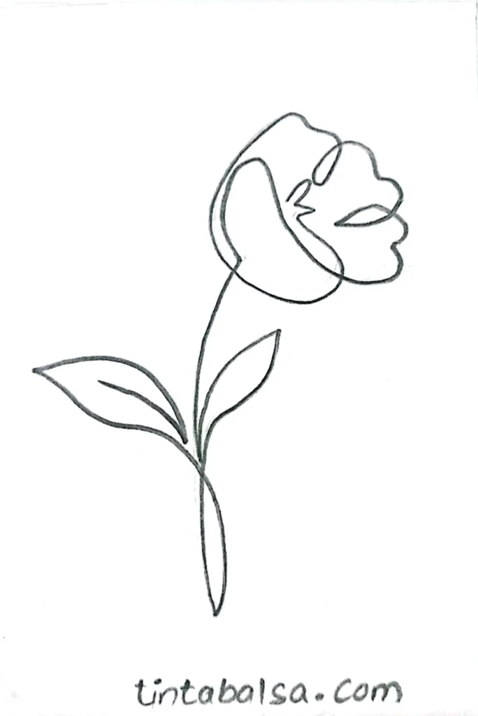 An elegant flower created using a single continuous line, showing a creative and minimalist style of drawing.
