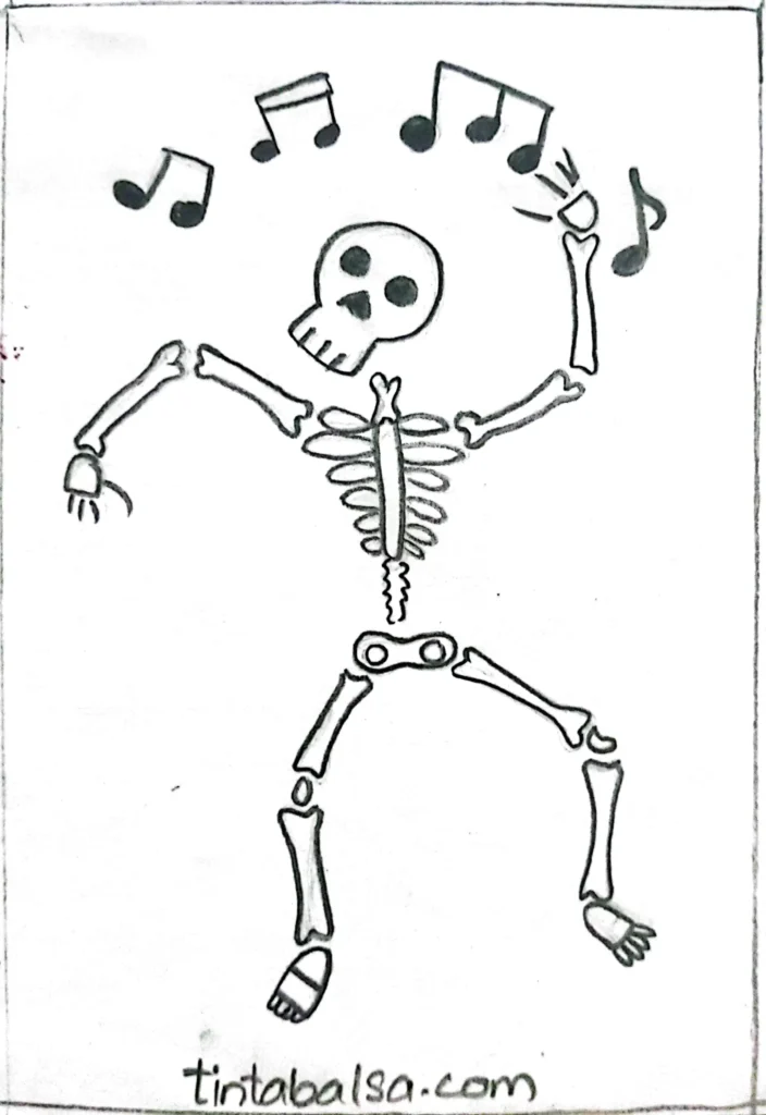 Dancing skeletons with fun and spooky movements, capturing a playful Halloween spirit.
