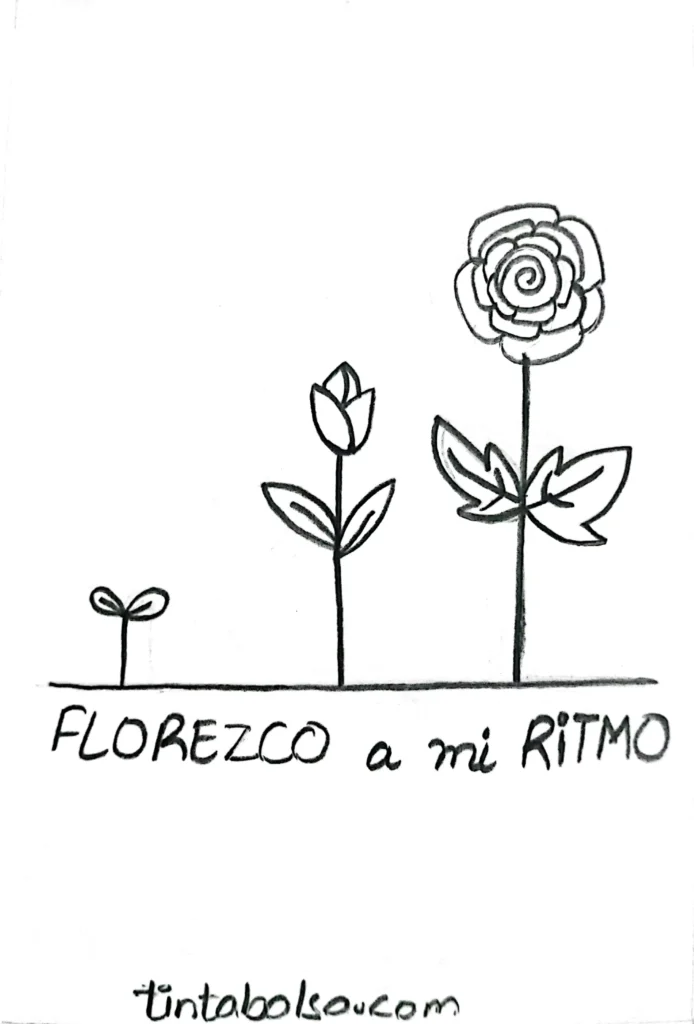 A hand-drawn flower paired with a meaningful phrase, adding a personal and artistic touch to the design.