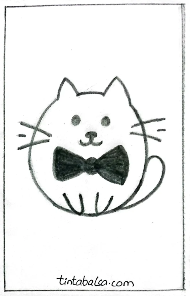 Gato con Moño
"Un dibujo de un gato usando un moño elegante, con expresión orgullosa y confiada, resaltando su accesorio con estilo."