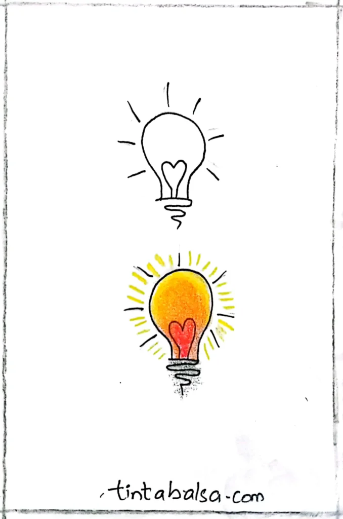 A bright lightbulb with a custom filament design.