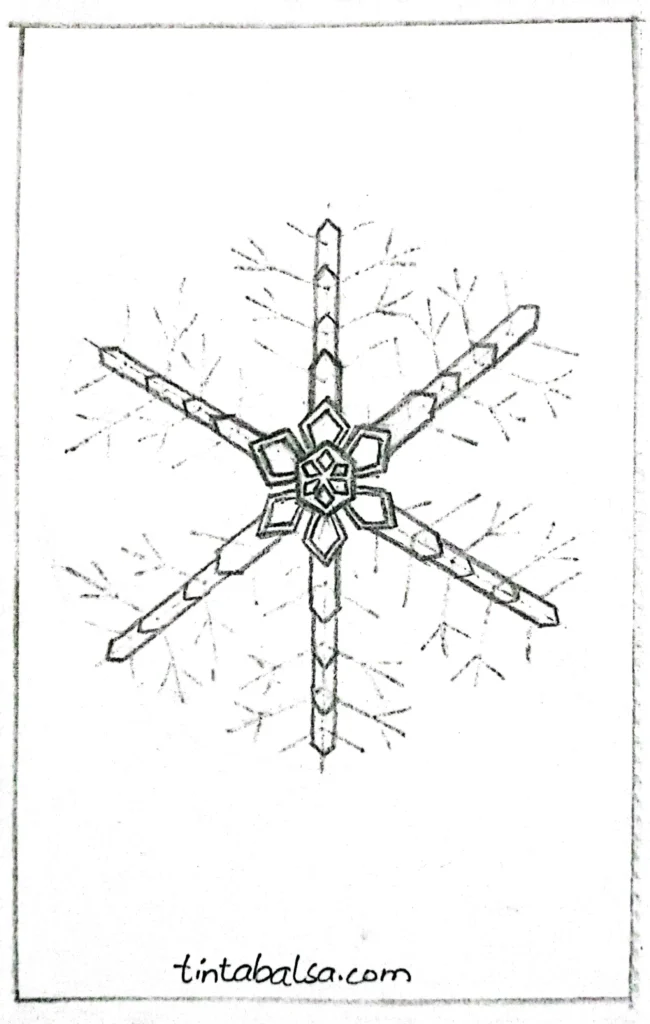 Define los brazos principales del copo de nieve, dándoles forma cristalina."