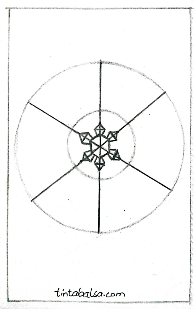 Expansión del copo de nieve con brazos simétricos, manteniendo su estructura equilibrada.