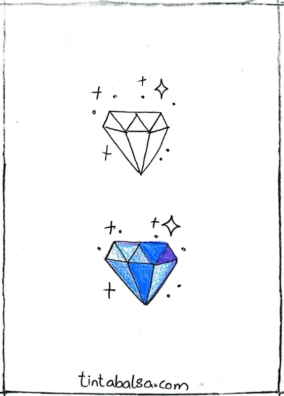 An elegant gemstone sketch using basic shapes.