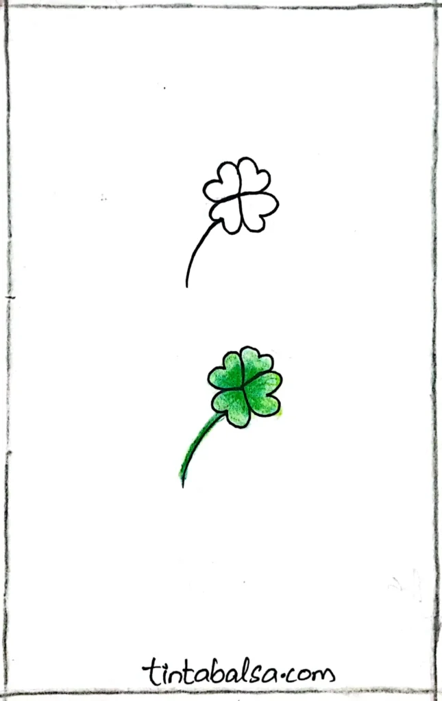A lucky four-leaf clover with heart-shaped leaves.