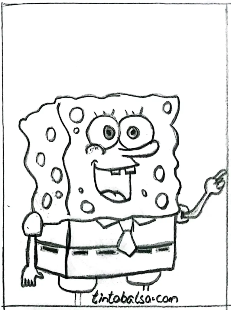 SpongeBob Drawing "Drawing of SpongeBob with his famous smile and square pants, perfect for learning how to draw animated characters."
