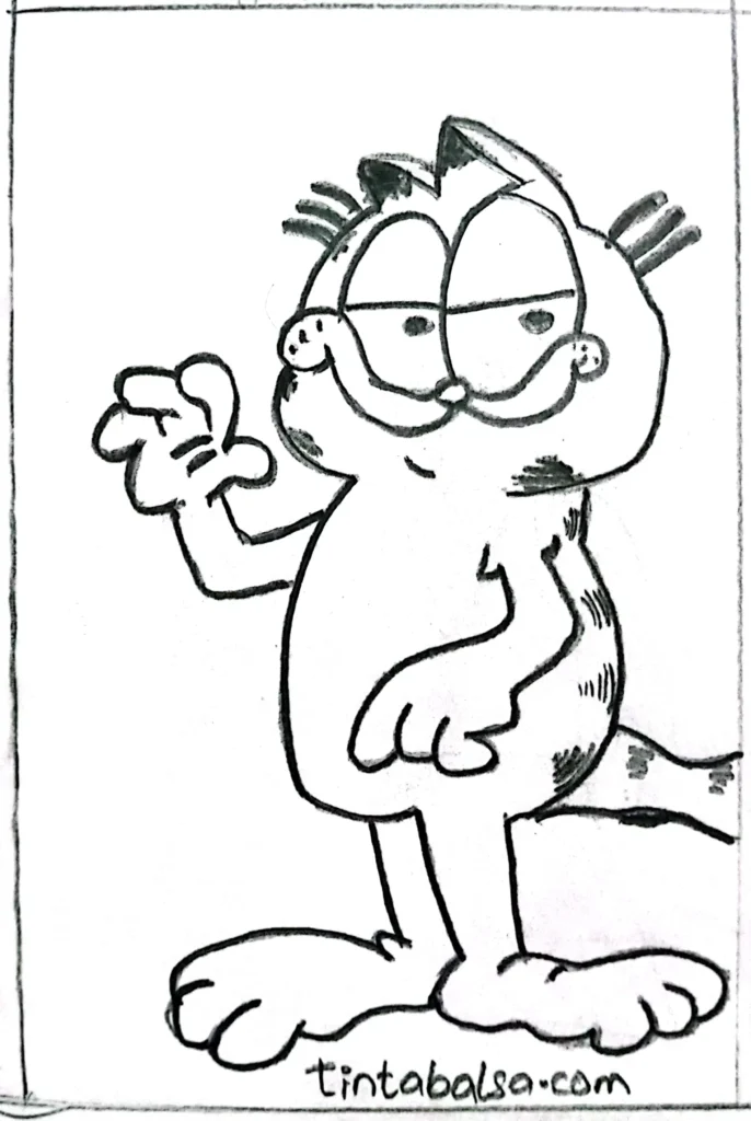 Garfield Drawing "Sketch of Garfield with his lazy attitude and love for lasagna, ideal for learning how to draw comic characters."