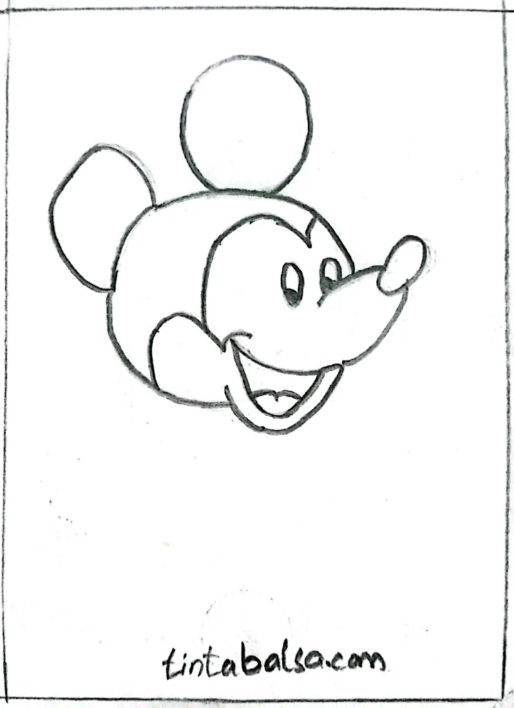 Mickey Mouse illustration with classic details, ideal for learning how to draw iconic Disney characters