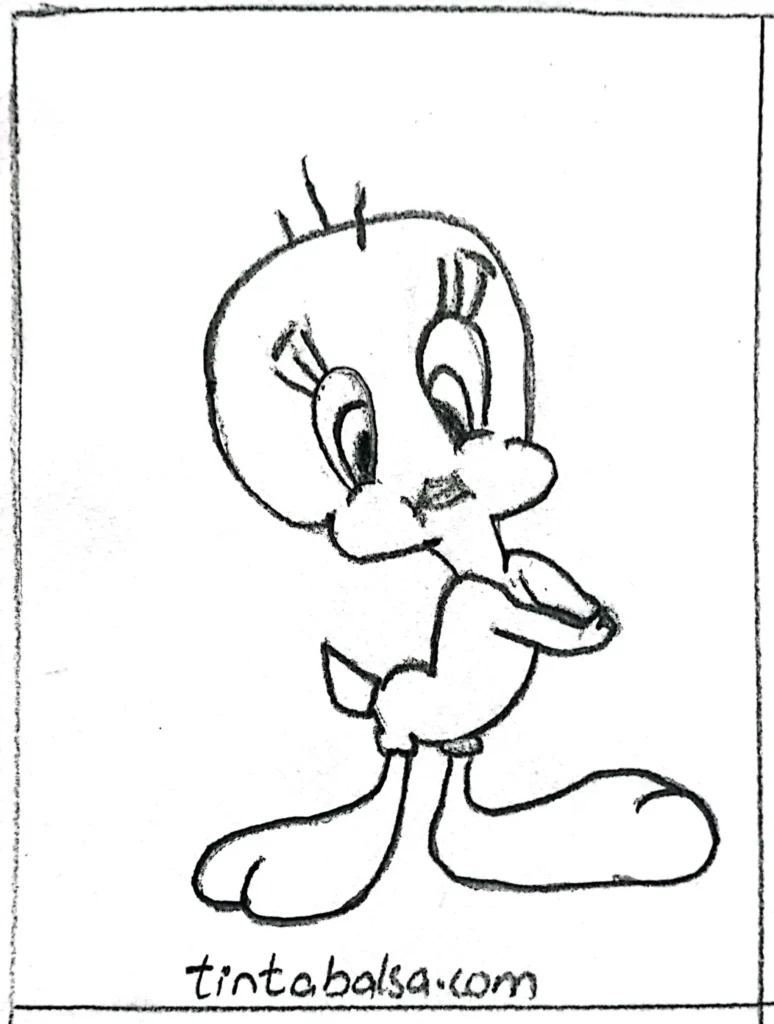Tweety Drawing "Tweety drawing with his cute expression and big eyes, perfect for creative art projects."