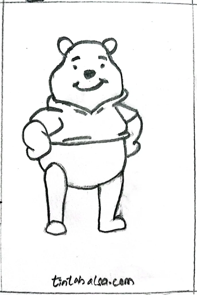 Winnie the Pooh Drawing "Illustration of Winnie the Pooh with his honey pot, ideal for learning how to draw adorable characters."