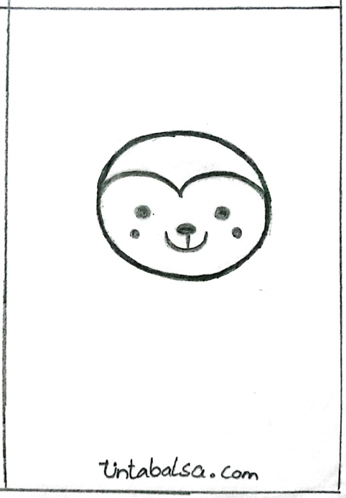 Drawing of a monkey's eyes, mouth and nose, with basic details for a friendly expression."