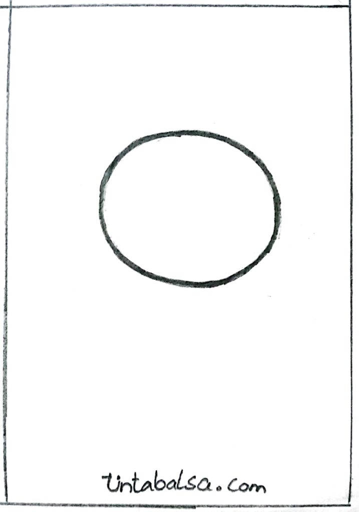Simple monkey head drawing, using a basic oval shape as a guide."