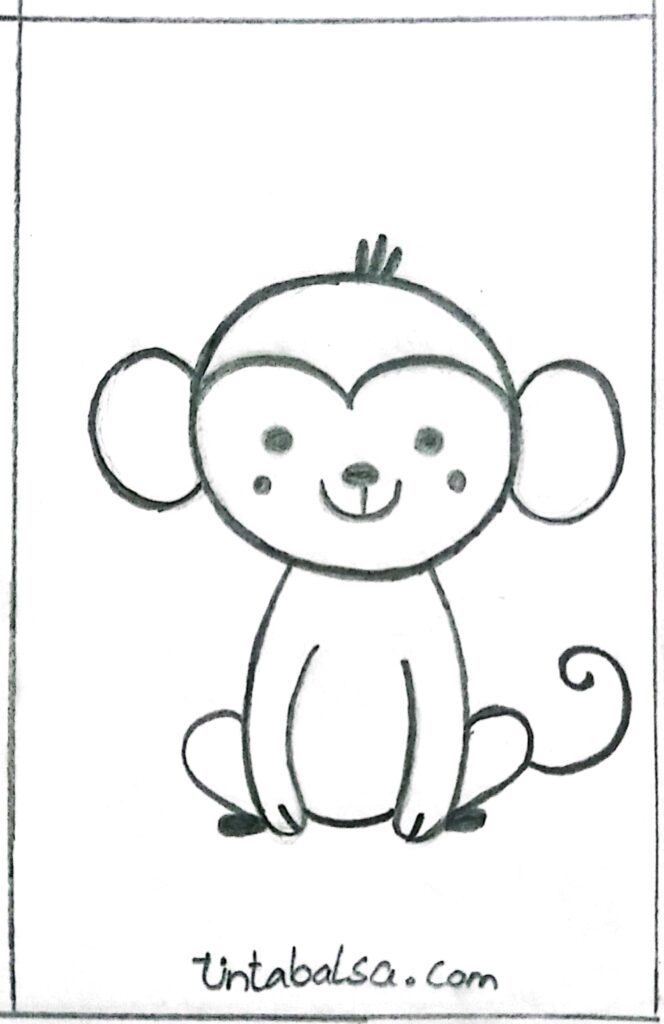 Drawing of a monkey's curved and playful tail, adding movement to the design.
