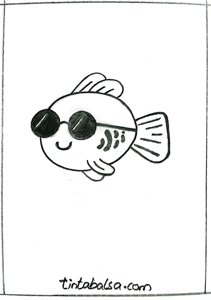 "Discover how to draw a fun fish with sunglasses for a creative twist."