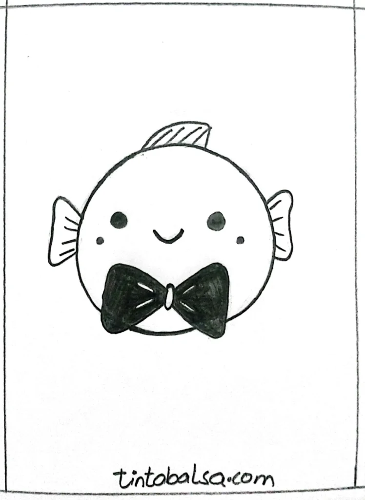 Create a charming fish with a decorative bow tie for a stylish look."