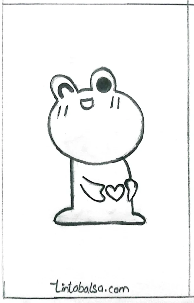 "A happy frog holding a red heart, showing affection."
