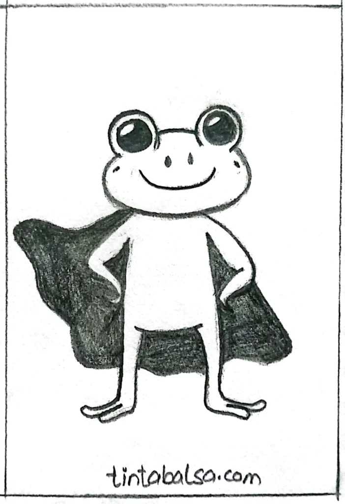 "A frog wearing a superhero cape, ready for action."