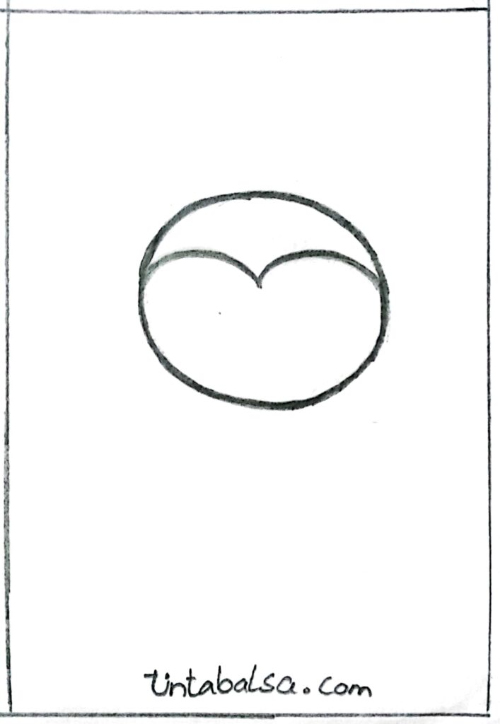 Drawing a monkey's face, adding a blunt heart shape to create its expression."