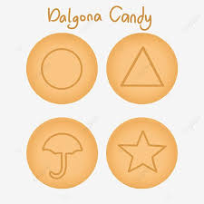 Dalgona Candy Variations "Drawings of different Dalgona candy shapes, including star, circle and triangle."