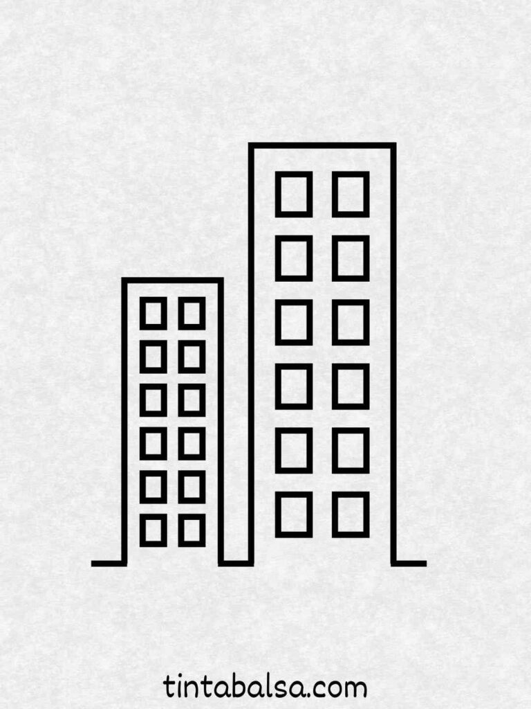 Una calle con edificios altos Juega con la perspectiva para un efecto tridimensional.