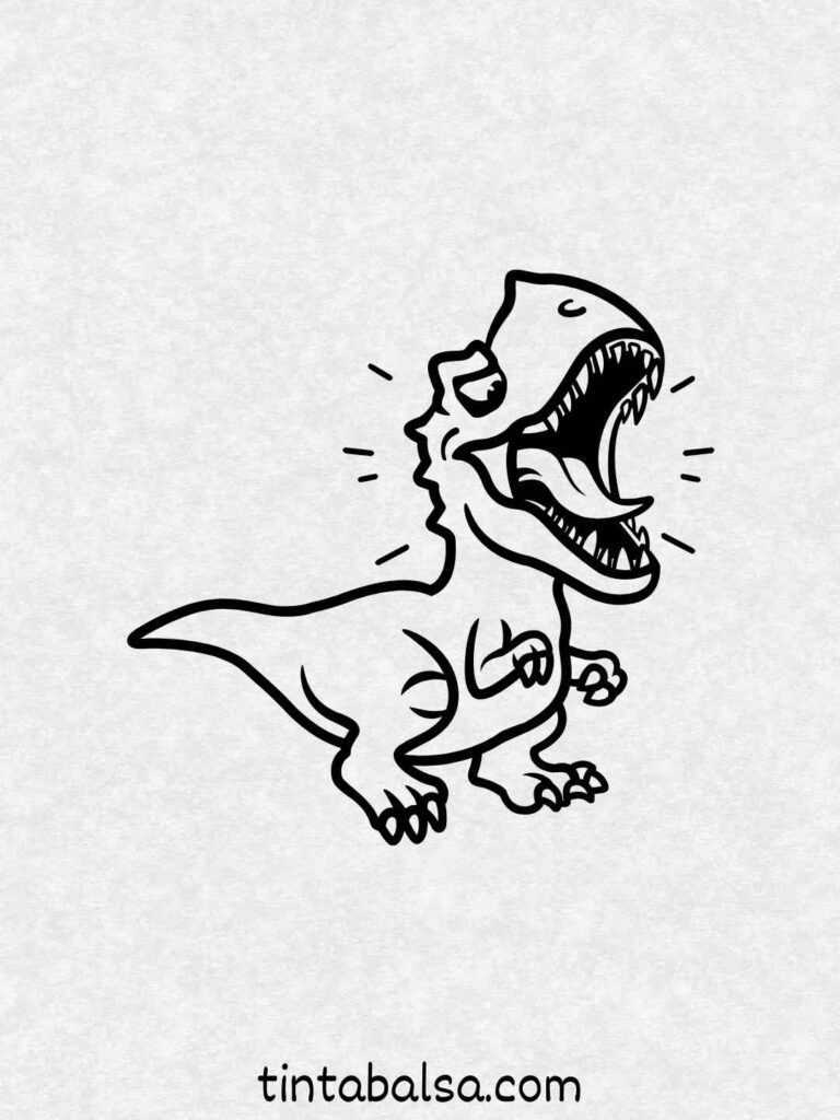 Un T-Rex rugiendo Prueba a dibujar este dinosaurio con escamas detalladas.