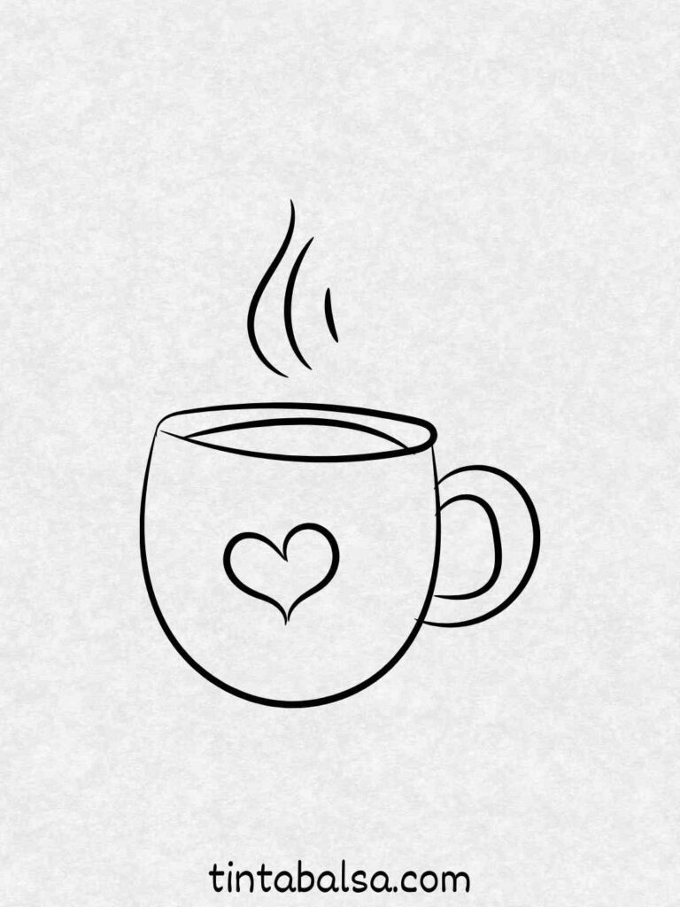 Una taza con vapor Haz una taza de café o té con líneas curvas para el vapor.