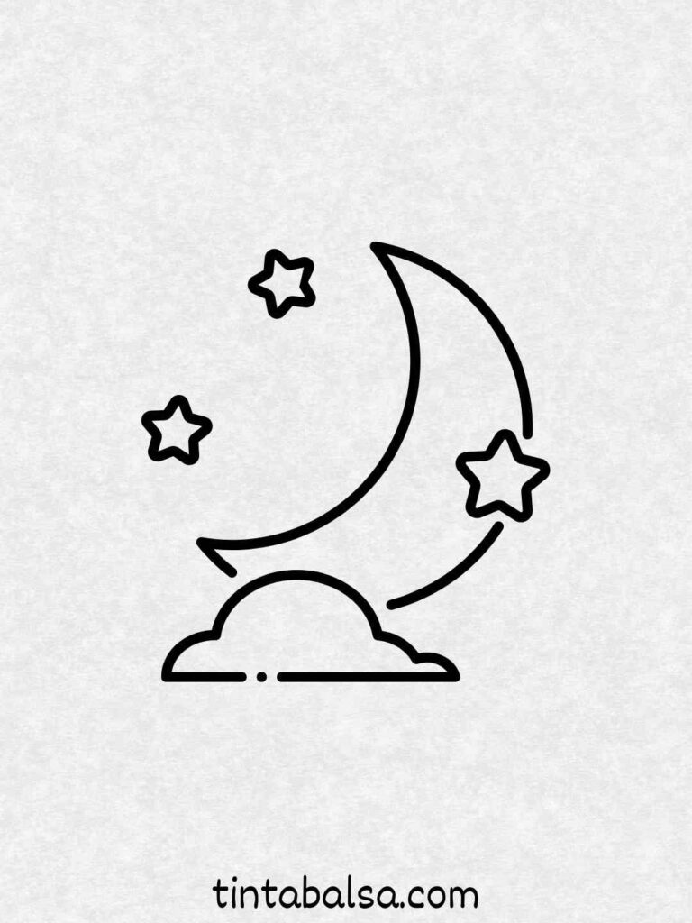 Un cielo estrellado con luna Crea una escena nocturna con estrellas y una luna brillante.