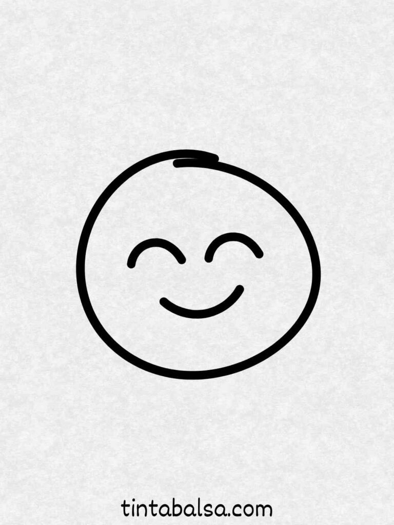 Una cara sonriente estilo caricatura Crea un rostro con expresiones exageradas para desarrollar tu habilidad con los rasgos faciales.