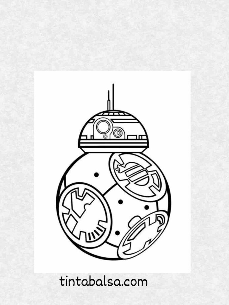 Boceto de BB-8 rodando con energía y simpatía.

