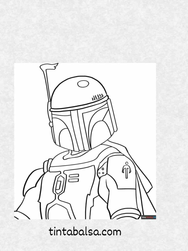  Ilustración de Boba Fett con su armadura mandaloriana.