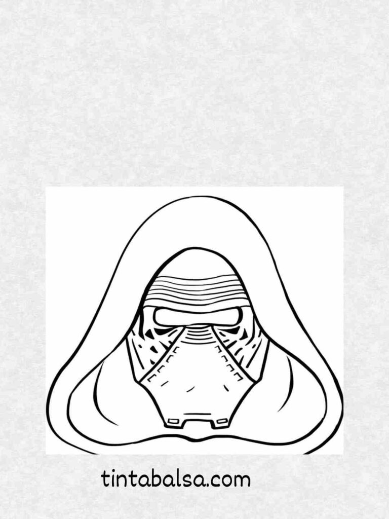 Boceto oscuro de Kylo Ren sosteniendo su sable de luz rojo