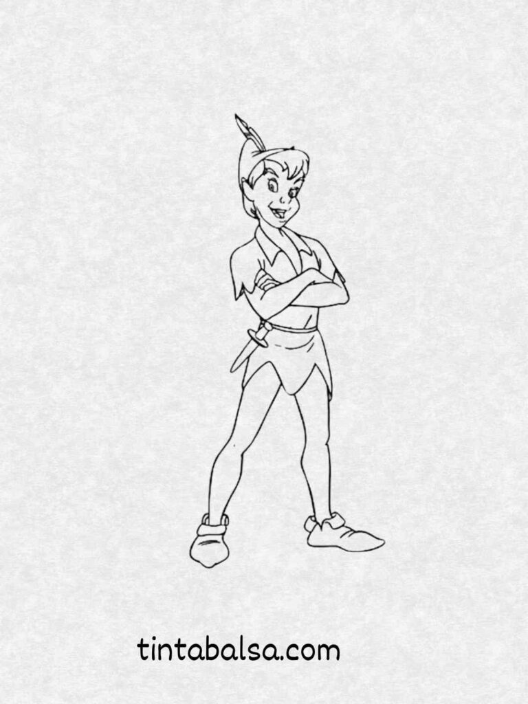 Peter Pan volando hacia Nunca Jamás bajo un cielo estrellado.