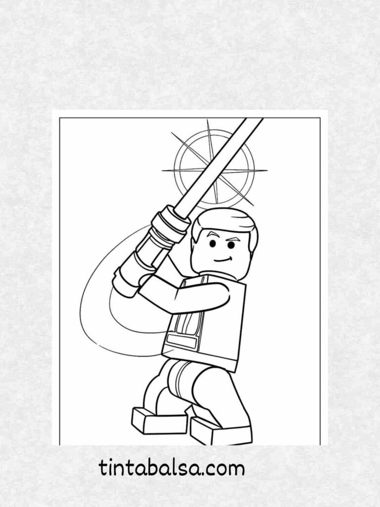  Boceto de Luke Skywalker empuñando su sable de luz azul.