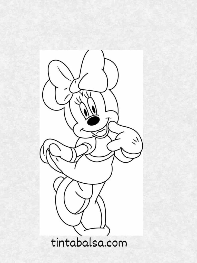  Dibujo tierno de Minnie Mouse con su lazo rojo clásico.
