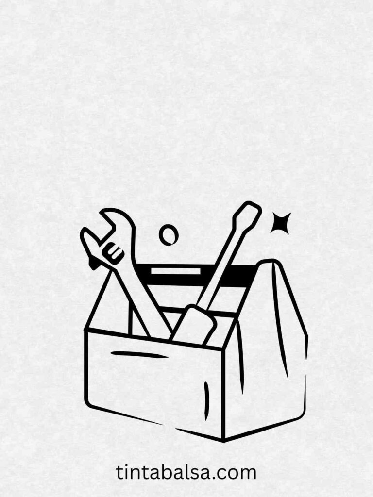 Caja de Herramientas de Papá
Dibujo infantil de la caja de herramientas de papá con etiquetas divertidas