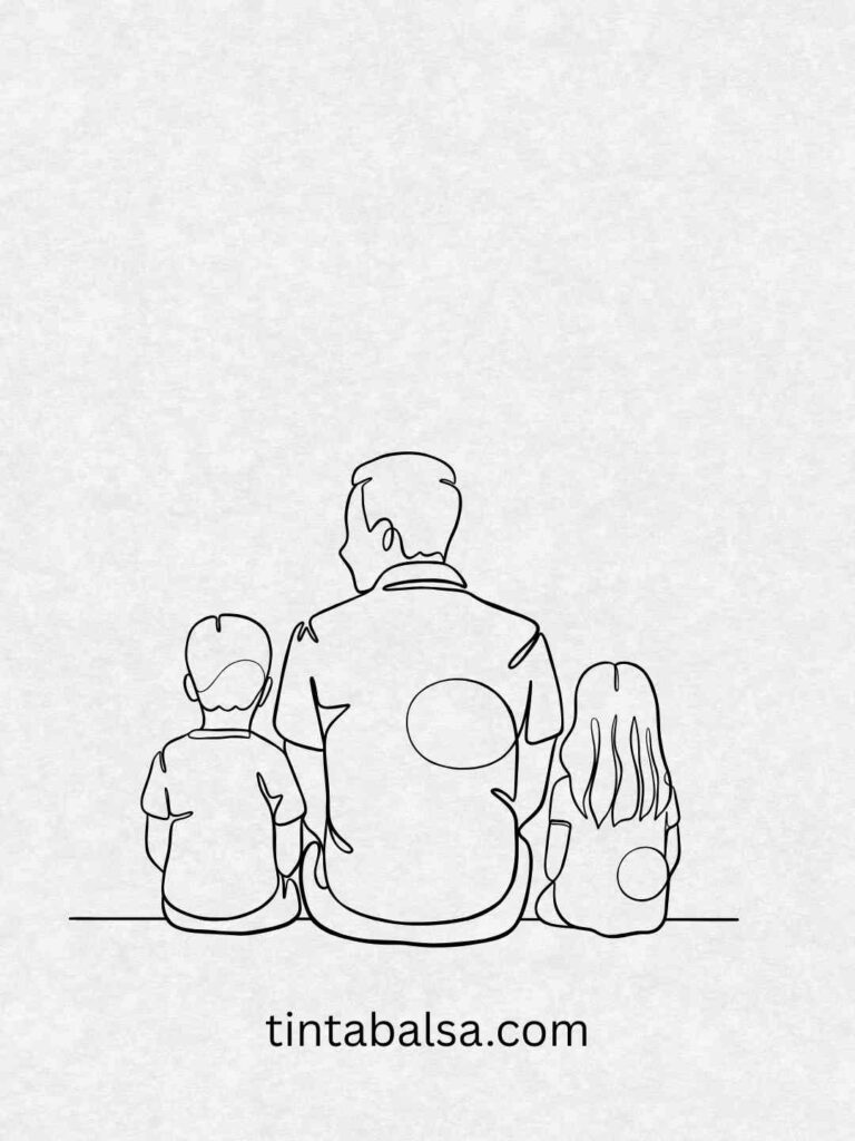 Retrato Familiar
Dibujo de familia completa celebrando el Día del Padre con cariño

