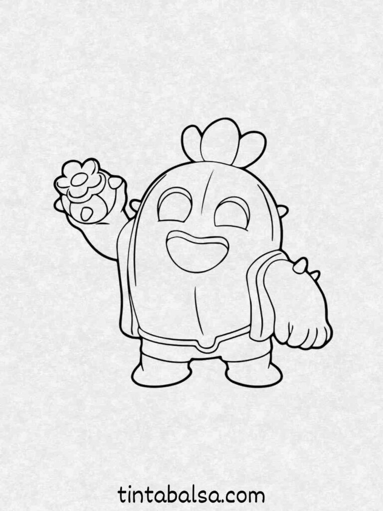 Spike – Spike sonriendo con su forma de cactus redonda y lanzando espinas.